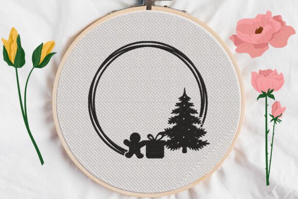 Christmas Tree Wreath Monogram Frame