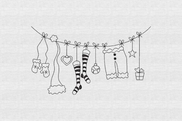 Santa’s Clothesline Sketch Line Art