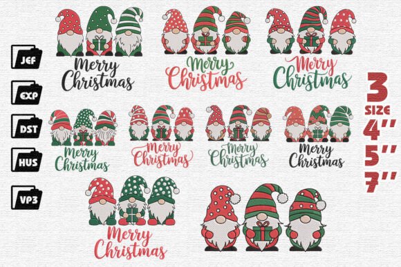 Set of 9 Cute Christmas Gnomes